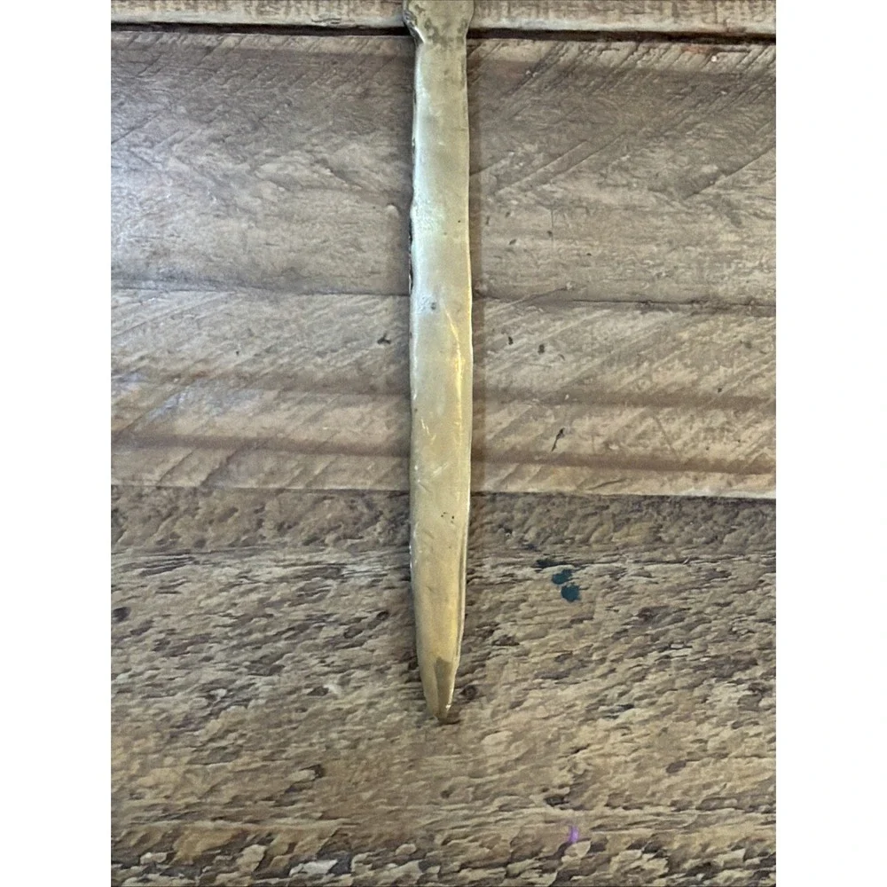 Solid Brass Nautical Themed Letter Opener with Anchor & Twisted Rope Handle Vtg